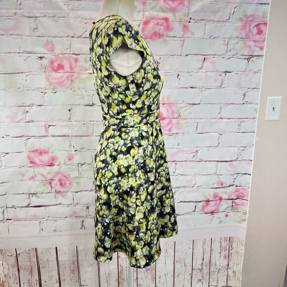 J. Crew Women's Cap Sleeve Floral A-Line Dress Yellow Size 0 - Picture 6 of 13